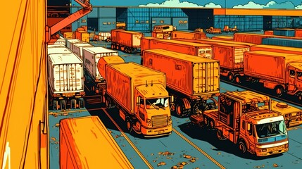 Transportation and logistics industry. Fantasy concept , Illustration painting.
