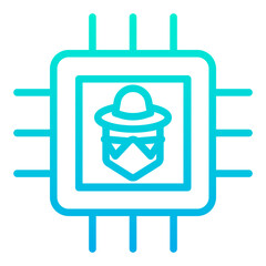 Outline Gradient Microchip Hacker icon