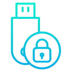Obraz premium Outline Gradient Pendrive Lock icon