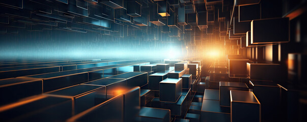 Fototapeta premium Digital backdrop suitable for tech, AI, data, sound, graphics, science, business, etc.