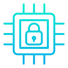 Outline Gradient Microchip Lock icon