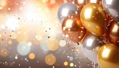 Fototapeta na wymiar Beautiful Festive Background with Golden Balloons