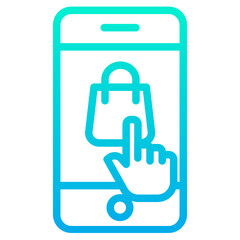 Outline Gradient Mobile shopping bag icon