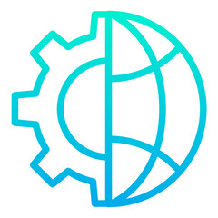 Outline Gradient Globe Gear icon