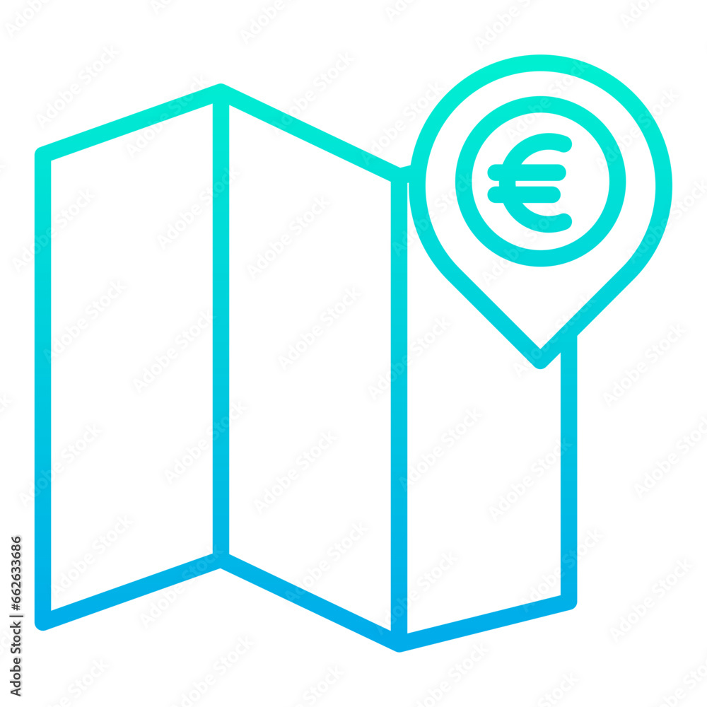 Wall mural outline gradient euro place icon