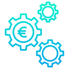 Outline Gradient Euro Cog icon