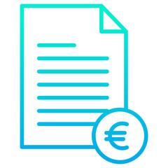 Outline Gradient Euro document icon