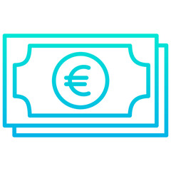 Outline Gradient Euro Notes icon