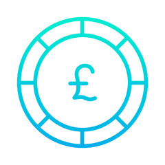 Outline Gradient Pound coin icon