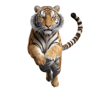 Tiger jumping in the air
