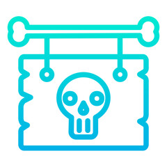 Outline Gradient Skull Sign Board icon