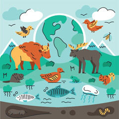 Biodiversity color concept. Environmental protection.