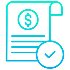 Outline Gradient Dollar document Approve icon
