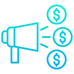 Outline Gradient Dollar announcement icon