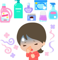 合成香料の匂いに苦しむ女性、香害