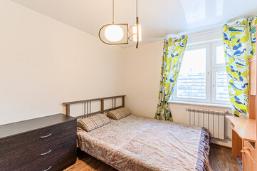 interior apartment room bedroom with bed