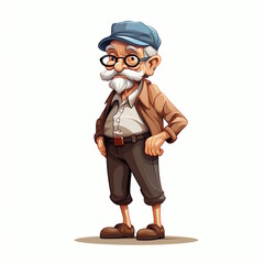Professional full body old man cartoon vector