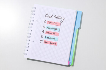 The plan of goals is written in a notebook