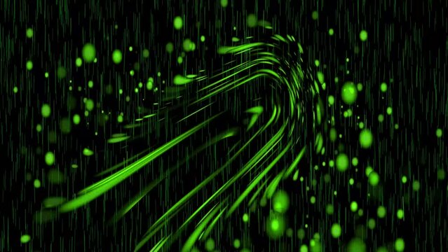 Green particles in black space effect 