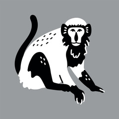 Hand drawn green monkey color concept. Children's character.