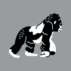 Hand drawn gorilla monkey color concept. Children's character.