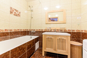 interior apartment room bathroom, sink, decorative elements, toilet