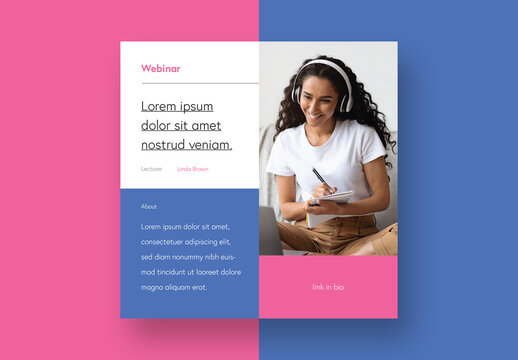 Webinar Layout With Pink and Blue Accent