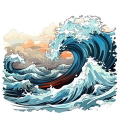 Obraz premium Distant wave crashes on the shore