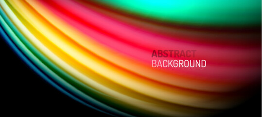Rainbow color wave lines on black. Techno or business abstract background for posters, covers, banners, brochures, websites