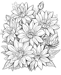 Coloring book, floral background, flowers on a white background.