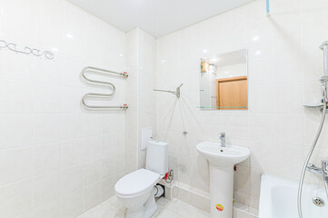 interior apartment room bathroom, sink, decorative elements, toilet