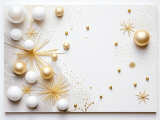 Minimalist Christmas card in white and gold colors