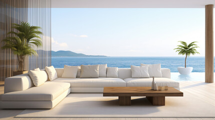 Fototapeta na wymiar Perspective of modern luxury living room