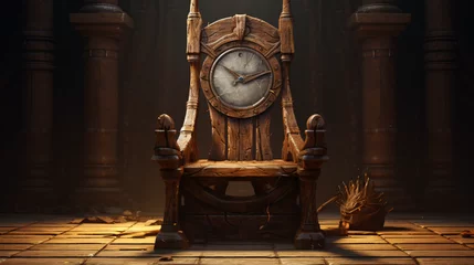 Fototapeten Throne old wood ancient hourglass © Salman