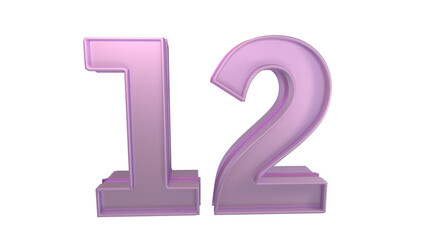 Creative design purple 3d number 12