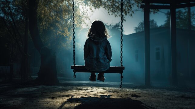 Raise awareness about the plight of abandoned children through a powerful visual of the girl on the swing swings and a child's shadow. Advocate for adoption and child support programs