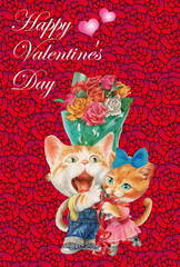 Obraz na płótnie Canvas 子猫の贈り物のバレンタインカード 