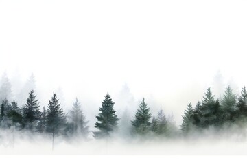 Obraz na płótnie Canvas White Background, Beautiful forest, minimalist style Generative AI