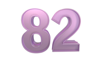 Creative design purple 3d number 82