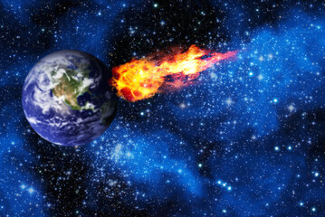 Obraz na płótnie Canvas asteroid approaching planet Earth
