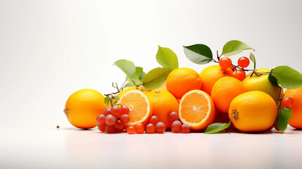 Obraz na płótnie Canvas orange, food, apple, isolated, fresh, healthy, citrus, white, green, ripe, sweet, fruits, diet, fruits on a plate