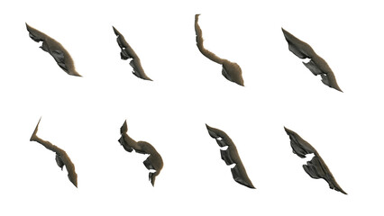 Isolated burned paper edges, corner png burnt shapes in vintage olded style for posters, greeting cards, banners in Y2K