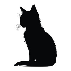 Cute Cat Silhouette on White