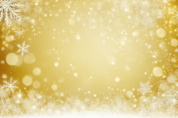 golden christmas background with snowflakes