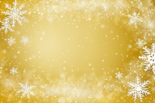 golden christmas background with snowflakes