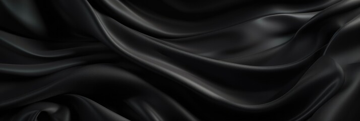 Luxury Black Silk. Abstract Liquid Wave of Silky Softness. Red Carpet of Opulence. Wallpaper Design for Elegant Style.