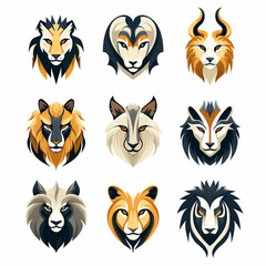 Obraz premium Lion head vector icon set. Lion head vector icon set.