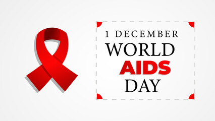 World Aids Day design. Illustration of awareness red ribbon and text for presentation design, background, banner, poster, social media.
