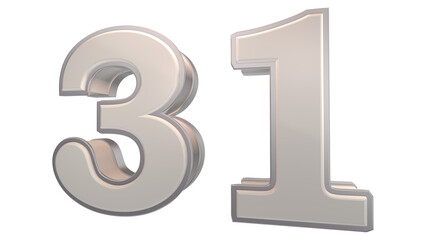 Creative designwhite 3d number 31