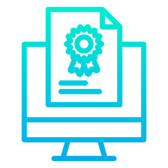 Outline Gradient Monitor Certificate icon